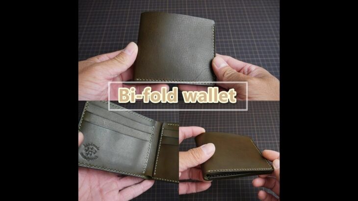 【レザークラフト】二つ折り財布の作り方/型紙無料~【Leather craft】Making a Bi-fold wallet