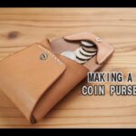 【レザークラフト】手軽に作れるコインケース型紙付き【REATHER CRAFT】making a coin purse