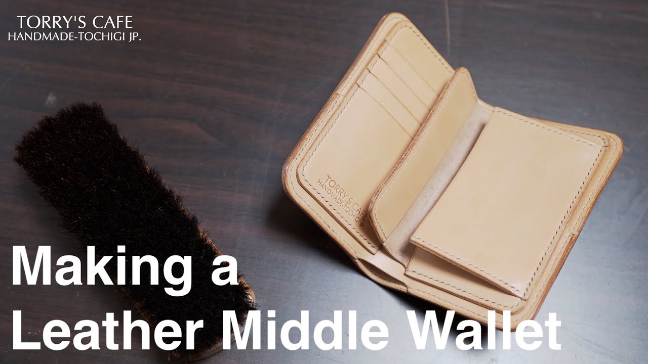 【レザークラフト】ミドルウォレットを作る/making a leather middle wallet