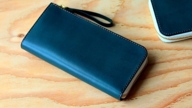 Make a handmade L-shaped zipper long wallet from dyed leather/FREE PATTETN