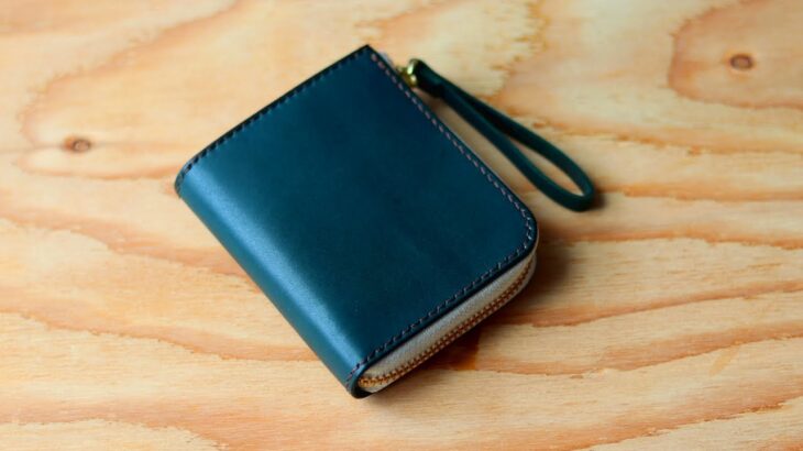 Make a handmade L-shaped zipper middle wallet from dyed leather/FREE PATTERN