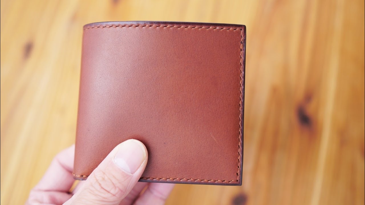 【レザークラフト】型紙付き 二つ折り財布の作り方/【Leather craft】Free pattern How to make an Bi-fold wallet
