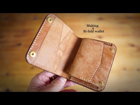 【レザークラフト】型紙付き　コンパクトな二つ折り財布の作り方