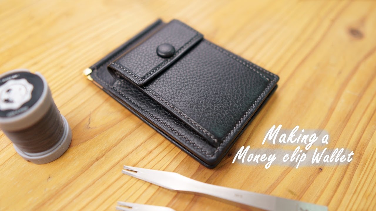 【レザークラフト】マネークリップ財布の作り方【Leather craft】How to make a leather wallet~Money clip wallet.