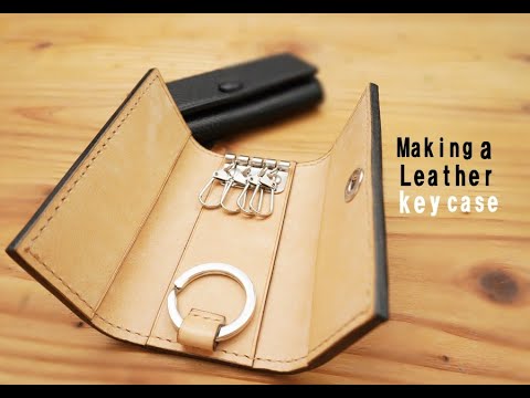 【レザークラフト】型紙付き　キーケースの作り方【Leather craft】Free Pattern Making a Leather key case