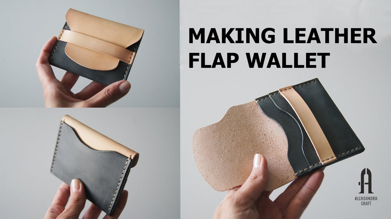 Making leather card wallet + DIY pattern / leather craft Lifeeeレザークラフト