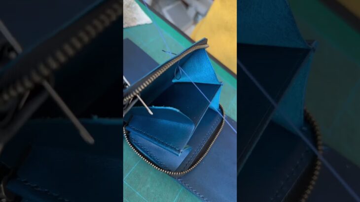三つ折りミニ財布　レザークラフト　leathercraft kankula asmr