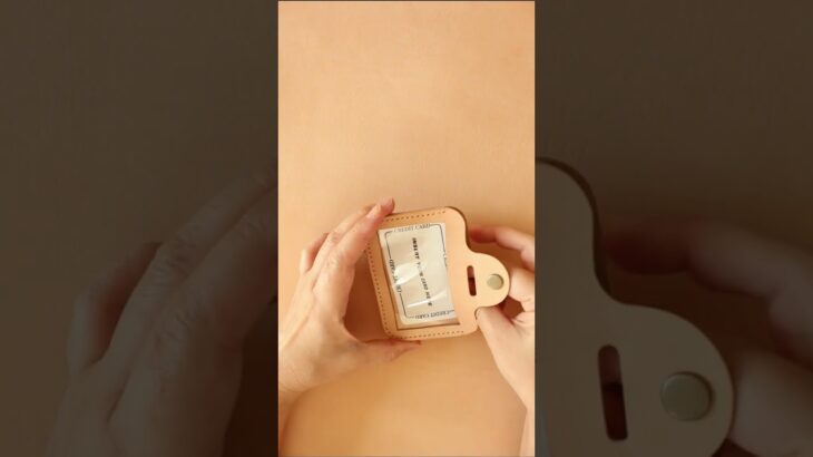 IDケース＋ネックストラップ付き LT-102+LT-080 ヌメ革 レザー 牛革パスケース ICケース 社員証ケース