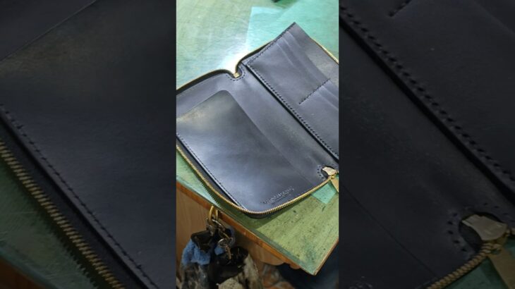 ⑫象革ラウンドファスナー財布の製作 #レザークラフト #サムライクラフト #leathercraft #財布 #leather #handmade #diy #ファスナー #Zipper