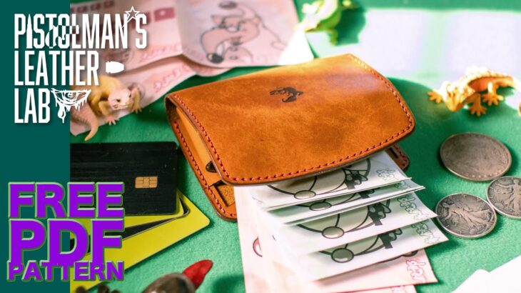 【FREE Pattern】蛇腹式名刺入れをウォレットにする／Accordion style Card Case(now a Wallet)【後編】【Leather Craft Tutorial】